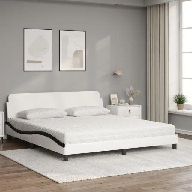Lit avec matelas Dover blanc et noir 180x200 cm similicuir
