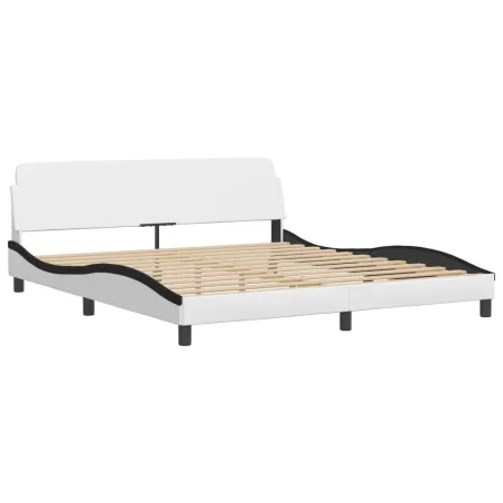 Lit avec matelas Dover blanc et noir 180x200 cm similicuir