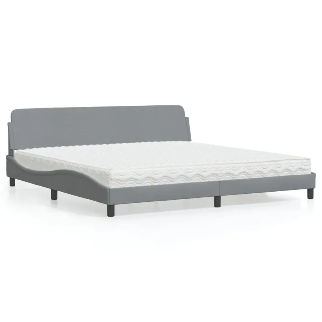 Lit avec matelas Dover gris clair 200x200 cm tissu