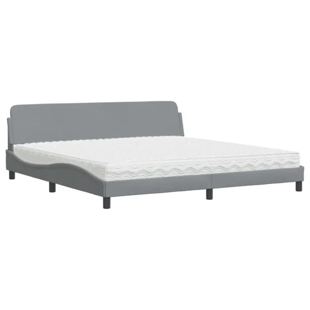 Lit avec matelas Dover gris clair 200x200 cm tissu