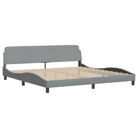 Lit avec matelas Dover gris clair 200x200 cm tissu