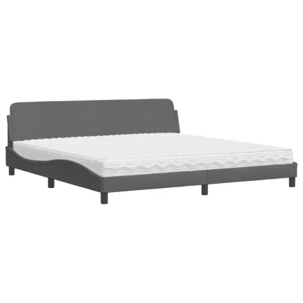 Lit avec matelas Dover gris foncé 200x200 cm tissu 2