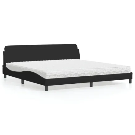 Lit avec matelas Dover noir 200x200 cm tissu