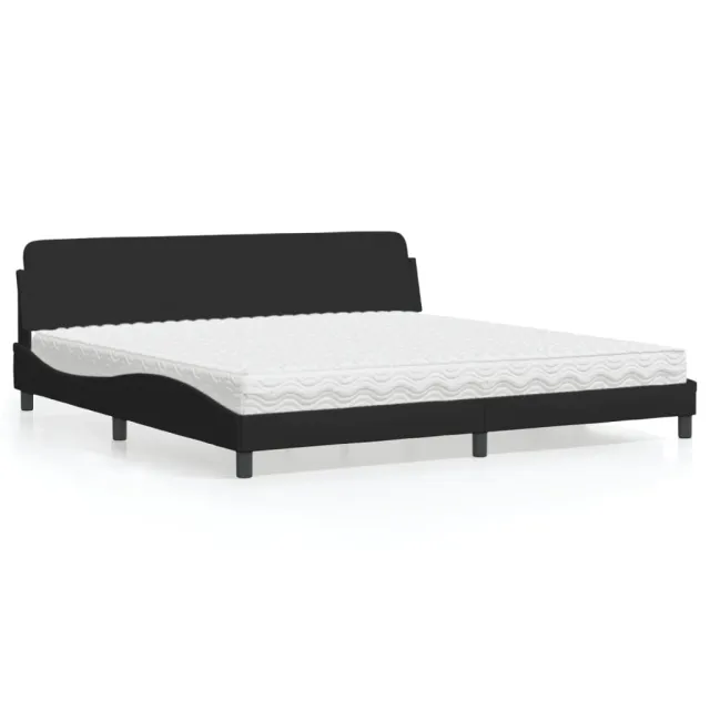 Lit avec matelas Dover noir 200x200 cm tissu