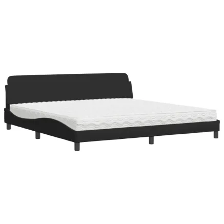 Lit avec matelas Dover noir 200x200 cm tissu 2