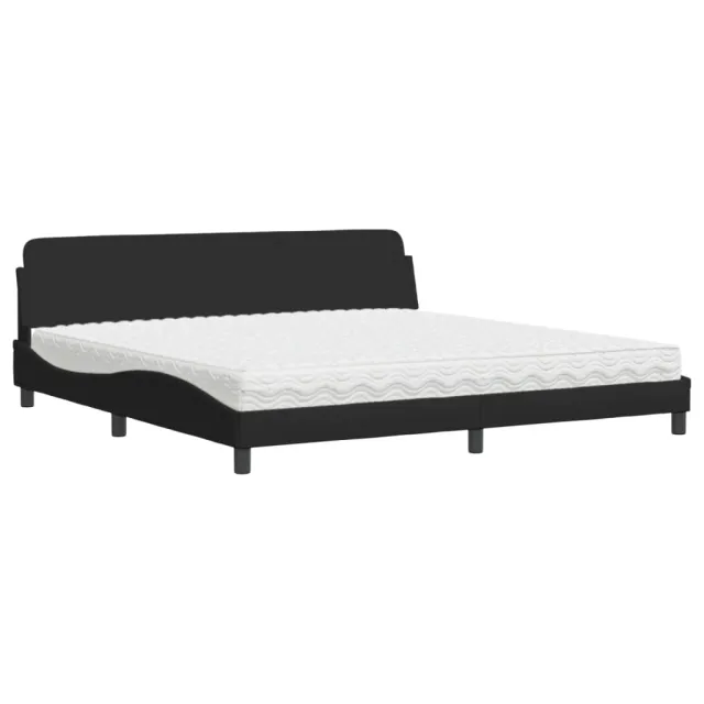 Lit avec matelas Dover noir 200x200 cm tissu