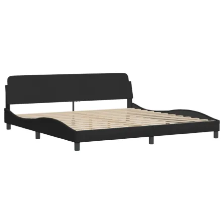 Lit avec matelas Dover noir 200x200 cm tissu