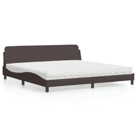 Lit avec matelas Dover marron foncé 200x200 cm tissu
