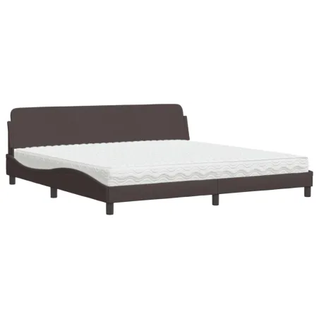 Lit avec matelas Dover marron foncé 200x200 cm tissu