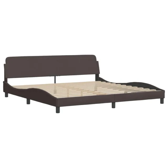 Lit avec matelas Dover marron foncé 200x200 cm tissu