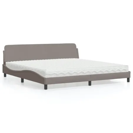 Lit avec matelas Dover taupe 200x200 cm tissu