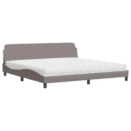 Lit avec matelas Dover taupe 200x200 cm tissu 2