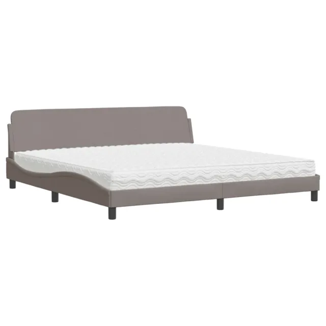 Lit avec matelas Dover taupe 200x200 cm tissu