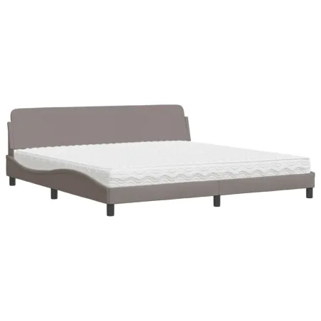 Lit avec matelas Dover taupe 200x200 cm tissu