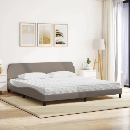 Lit avec matelas Dover taupe 200x200 cm tissu