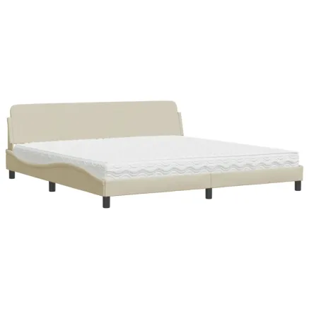 Lit avec matelas Dover crème 200x200 cm tissu 2