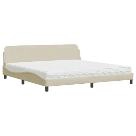 Lit avec matelas Dover crème 200x200 cm tissu