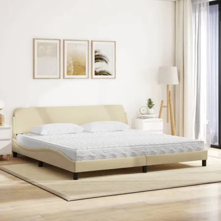 Lit avec matelas Dover crème 200x200 cm tissu