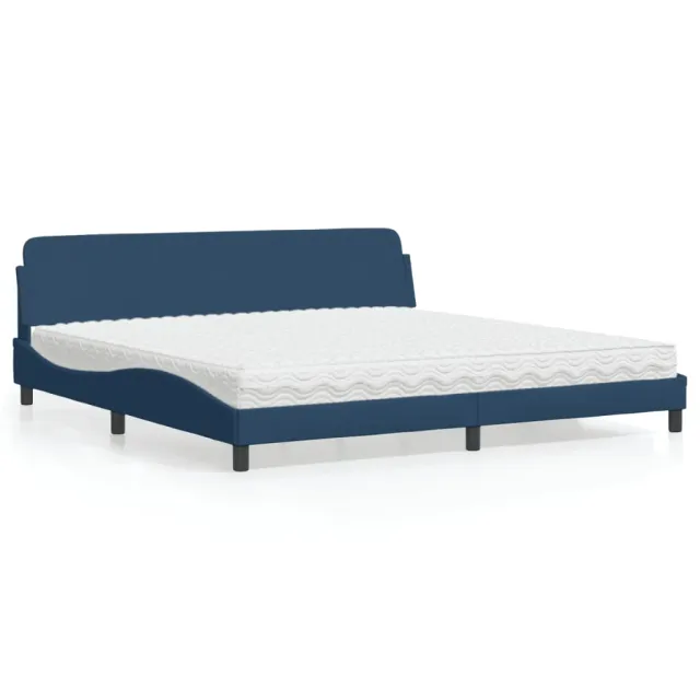 Lit avec matelas Dover bleu 200x200 cm tissu