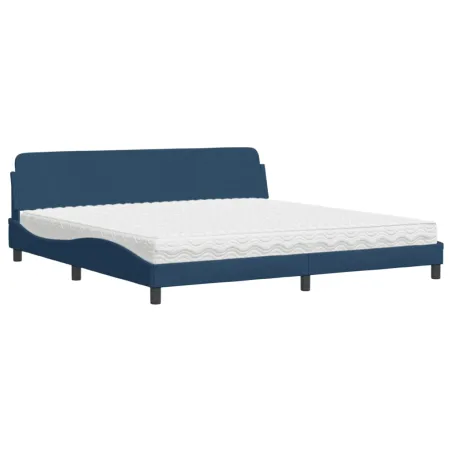 Lit avec matelas Dover bleu 200x200 cm tissu