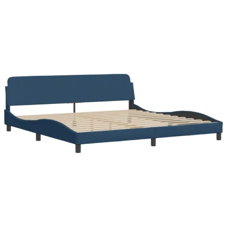 Lit avec matelas Dover bleu 200x200 cm tissu