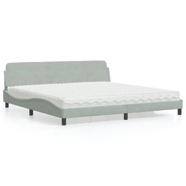 Lit avec matelas Dover gris clair 200x200 cm velours