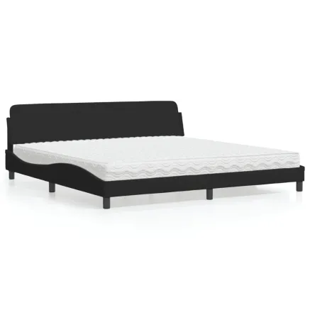 Lit avec matelas Dover noir 200x200 cm velours