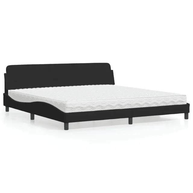 Lit avec matelas Dover noir 200x200 cm velours