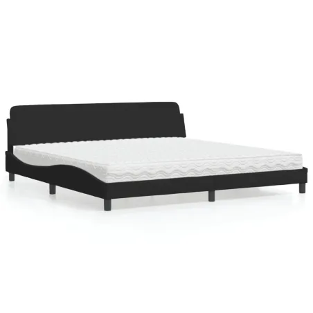 Lit avec matelas Dover noir 200x200 cm velours