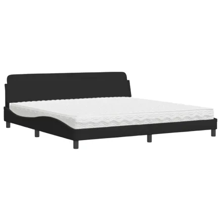 Lit avec matelas Dover noir 200x200 cm velours 2
