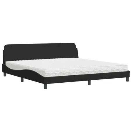 Lit avec matelas Dover noir 200x200 cm velours