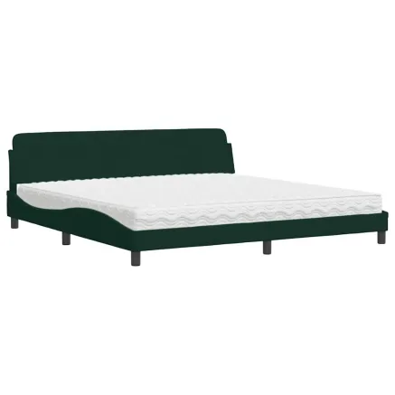Lit avec matelas Dover vert foncé 200x200 cm velours 2