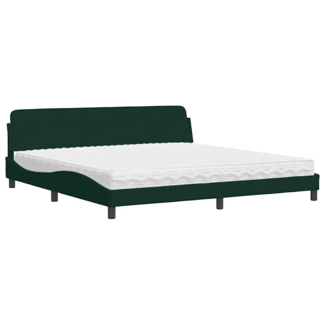 Lit avec matelas Dover vert foncé 200x200 cm velours