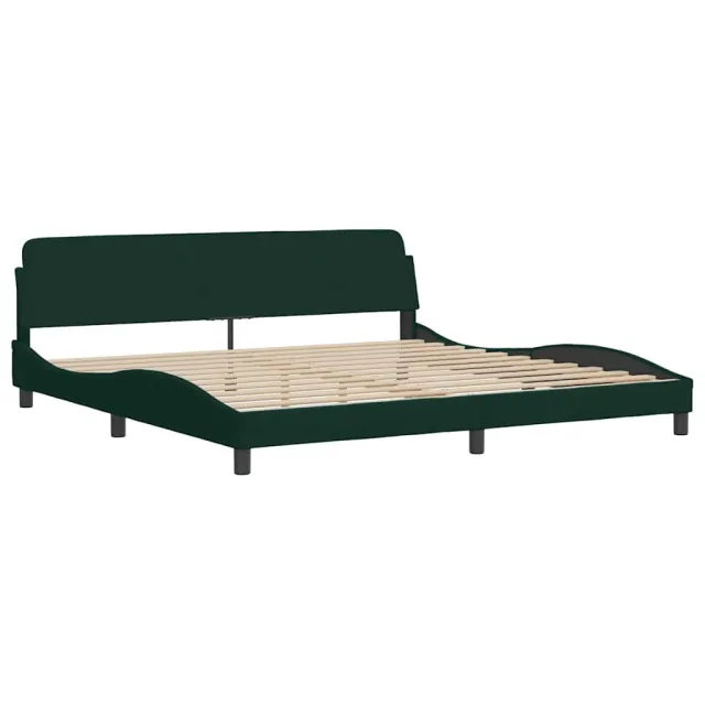 Lit avec matelas Dover vert foncé 200x200 cm velours