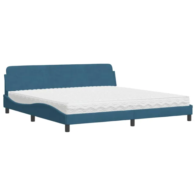 Lit avec matelas Dover bleu 200x200 cm velours