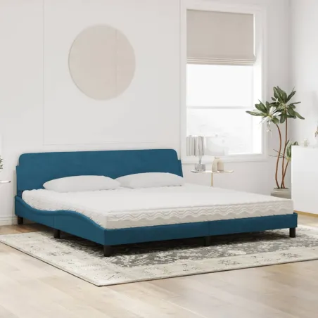 Lit avec matelas Dover bleu 200x200 cm velours