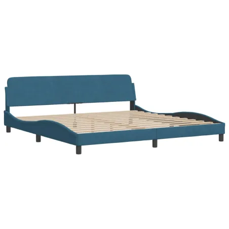Lit avec matelas Dover bleu 200x200 cm velours
