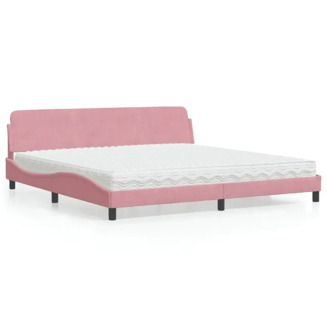 Lit avec matelas Dover rose 200x200 cm velours
