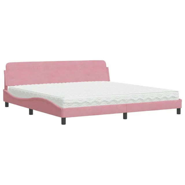 Lit avec matelas Dover rose 200x200 cm velours