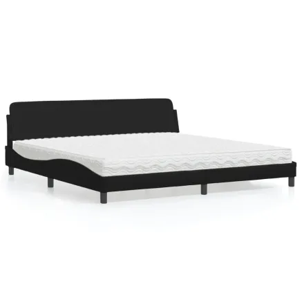 Lit avec matelas Dover noir 200x200 cm similicuir