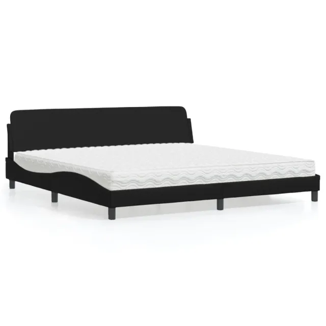 Lit avec matelas Dover noir 200x200 cm similicuir