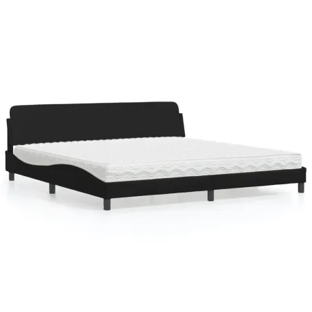 Lit avec matelas Dover noir 200x200 cm similicuir