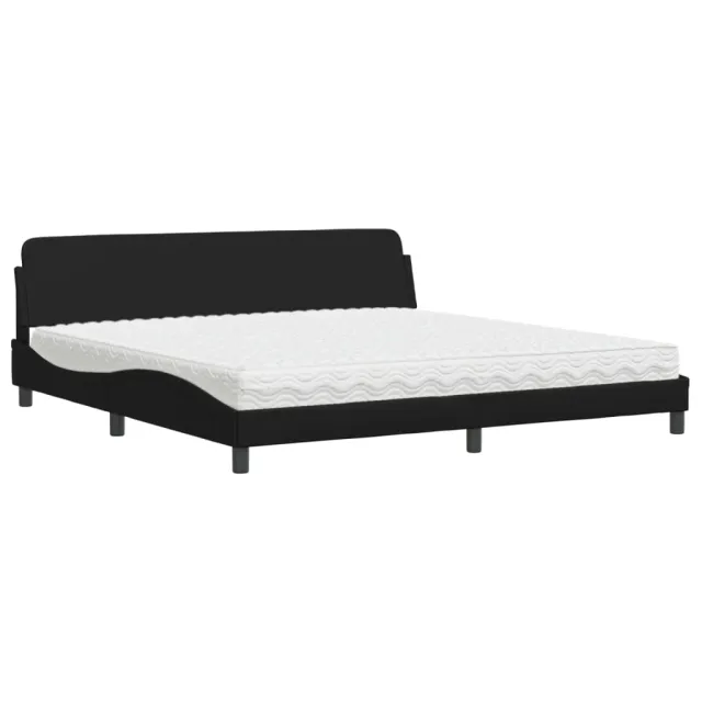 Lit avec matelas Dover noir 200x200 cm similicuir