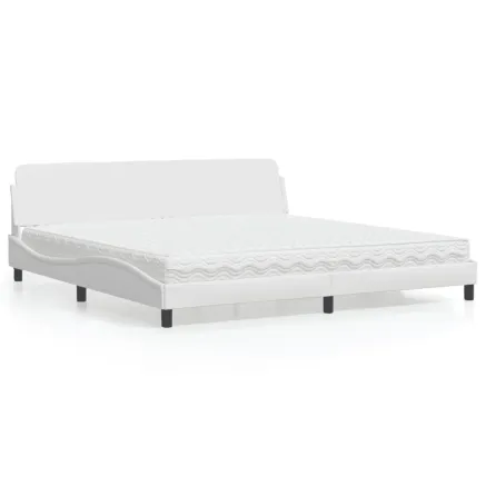 Lit avec matelas Dover blanc 200x200 cm similicuir