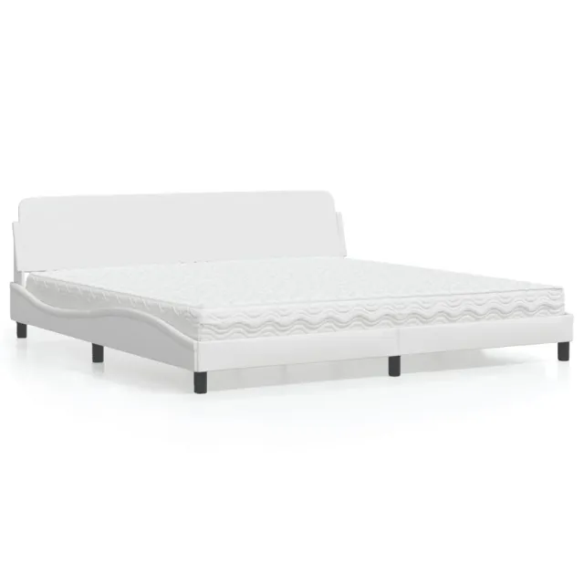 Lit avec matelas Dover blanc 200x200 cm similicuir