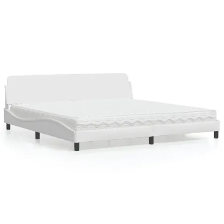 Lit avec matelas Dover blanc 200x200 cm similicuir
