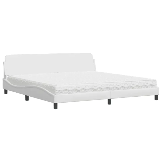 Lit avec matelas Dover blanc 200x200 cm similicuir