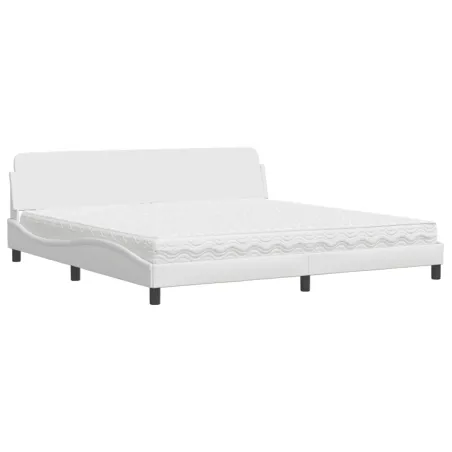Lit avec matelas Dover blanc 200x200 cm similicuir