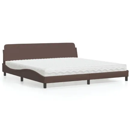 Lit avec matelas Dover marron 200x200 cm similicuir