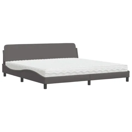 Lit avec matelas Dover gris 200x200 cm similicuir 2